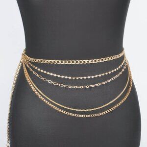 Multi Layered Metal Plus Size Chain Belt